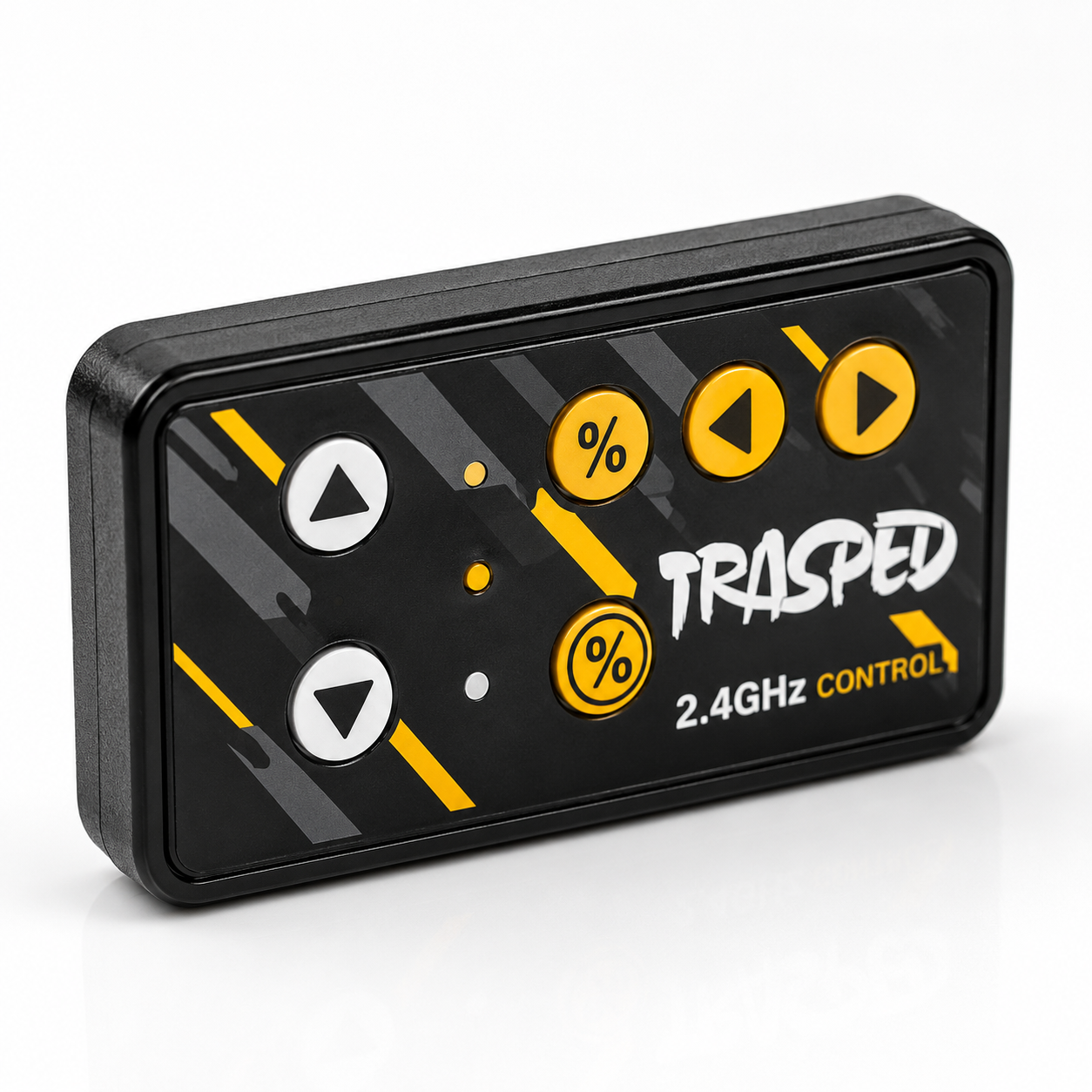 Compact 2.4GHz wireless remote controller for a mini RC racing car with directional controls and speed adjustment buttons