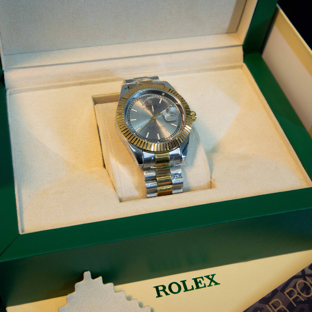 Silver Dial Two-Tone Couple Watch Set