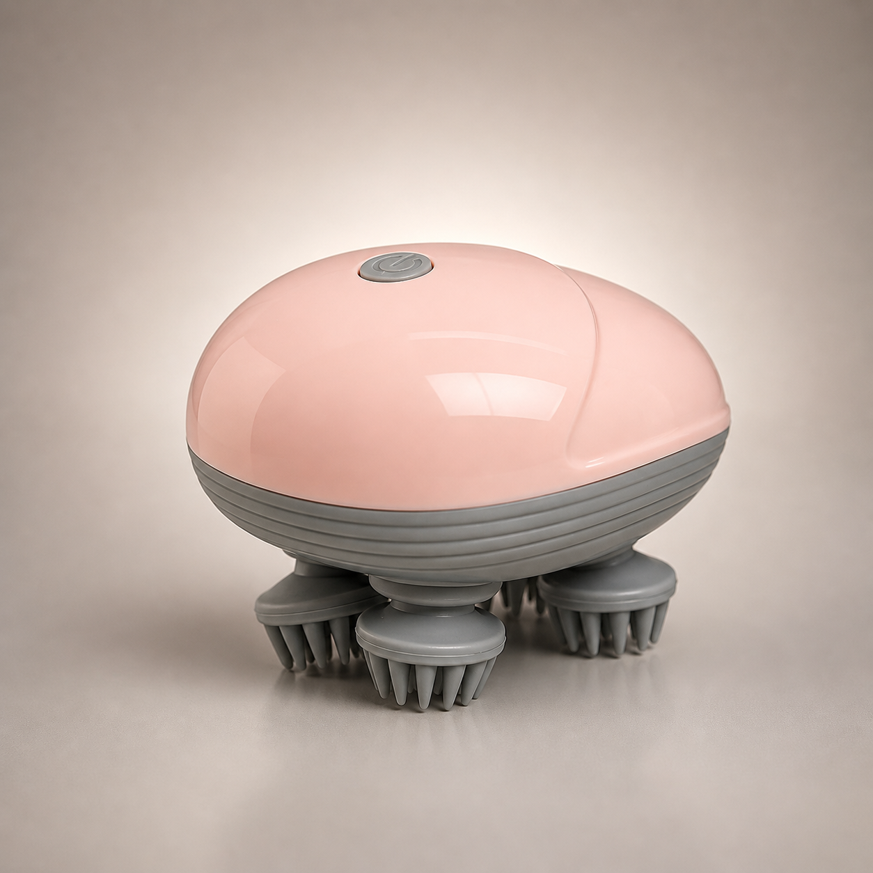 Scalp Ease Pro electric head massager pink smart scalp massager with silicone nodes close-up view