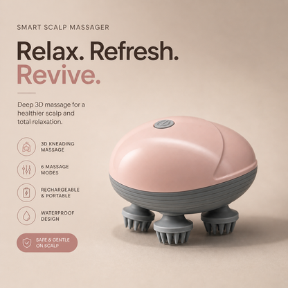 Scalp Ease Pro 3D kneading electric scalp massager waterproof portable head massager for relaxation