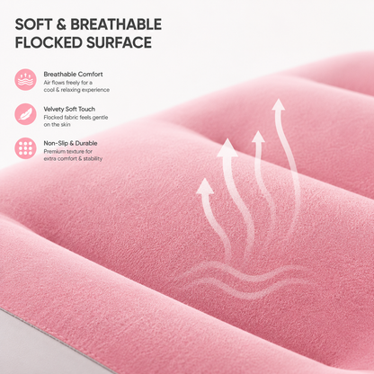 Close-up of the soft flocked surface on a premium inflatable lounge sofa, showcasing breathable fabric texture, velvety finish and durable non-slip material for enhanced comfort.
