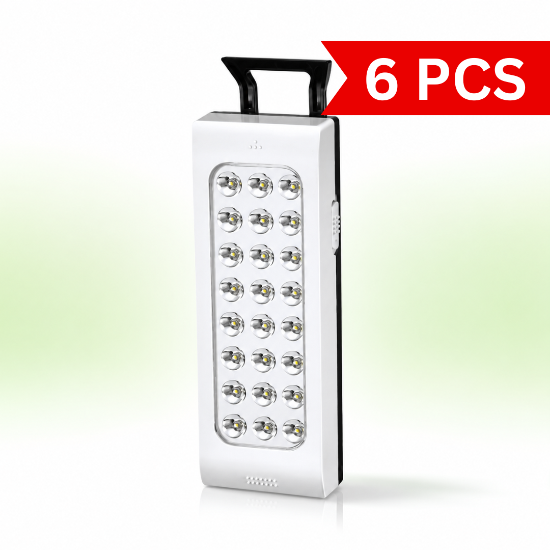 DP LED-716 rechargeable portable LED emergency hand lamp with 30 high-brightness LEDs, ergonomic carry handle, and compact design