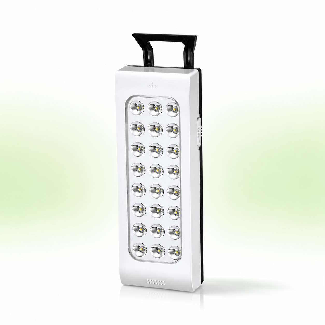 DP LED-716 rechargeable portable LED emergency hand lamp with 30 high-brightness LEDs, ergonomic carry handle, and compact design