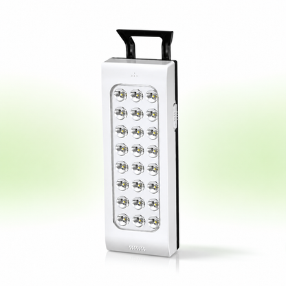DP LED-716 rechargeable portable LED emergency hand lamp with 30 high-brightness LEDs, ergonomic carry handle, and compact design