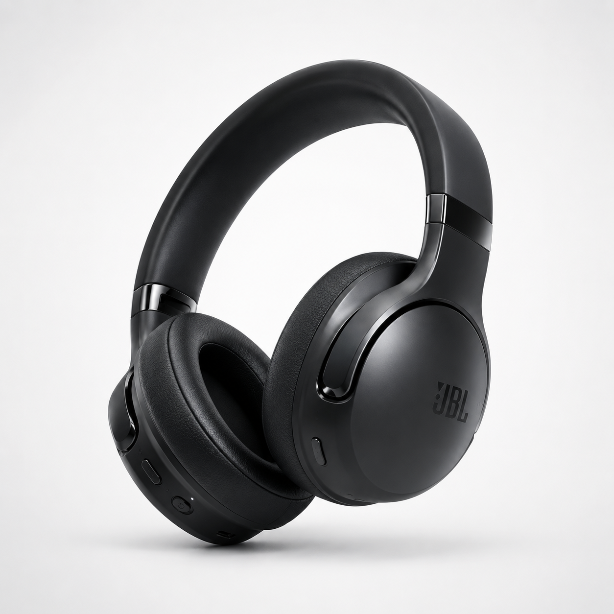 JBL Tour One M3 wireless over-ear Bluetooth headphones with adaptive noise cancelling, premium black finish, cushioned ear cups, adjustable headband