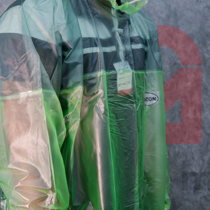 Transparent Lightweight Raincoat Sleeve Detail with Glossy Waterproof Finish