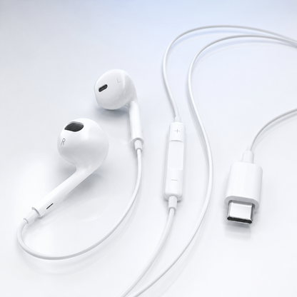 USB-C wired earphones with inline remote and microphone