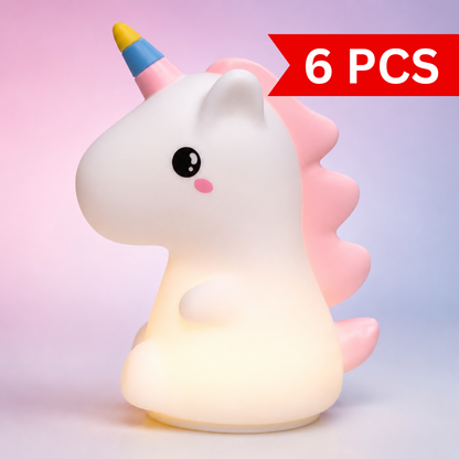 Cute unicorn LED bedside lamp with pastel design and soft ambient lighting for bedroom decoration