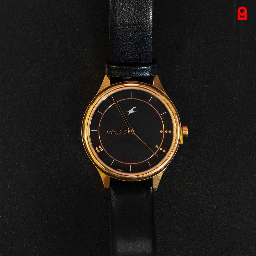 Velor Black & Gold Watch round black dial gold tone case elegant men’s minimalist watch.