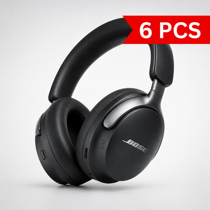 Premium black wireless over-ear Bluetooth noise cancelling headphones with soft memory foam ear cushions, adjustable padded headband and USB-C charging, isolated