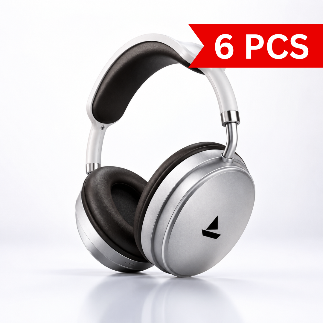 Macro close-up of the metallic silver ear cup on premium wireless Bluetooth headphones featuring a minimalist finish, soft over-ear cushioning, durable construction, and modern ergonomic design.