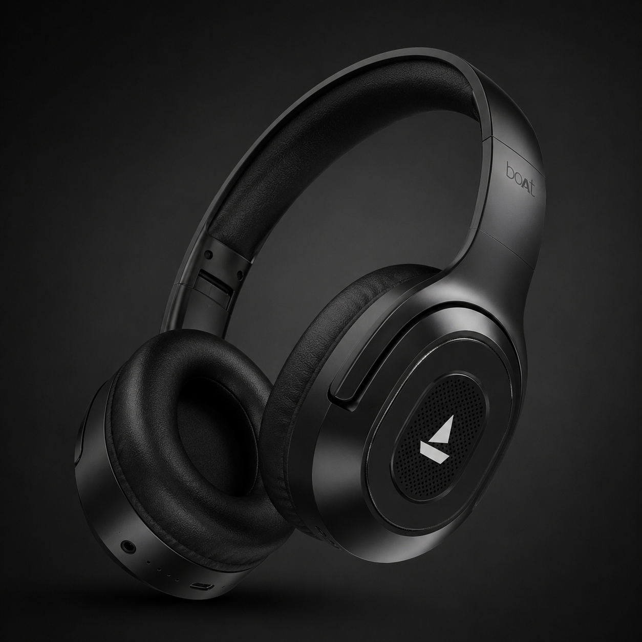 boAt Rockerz 413 wireless Bluetooth headphones with extra bass, over-ear design, 40mm drivers, and black matte finish, highlighting sound quality and comfort.