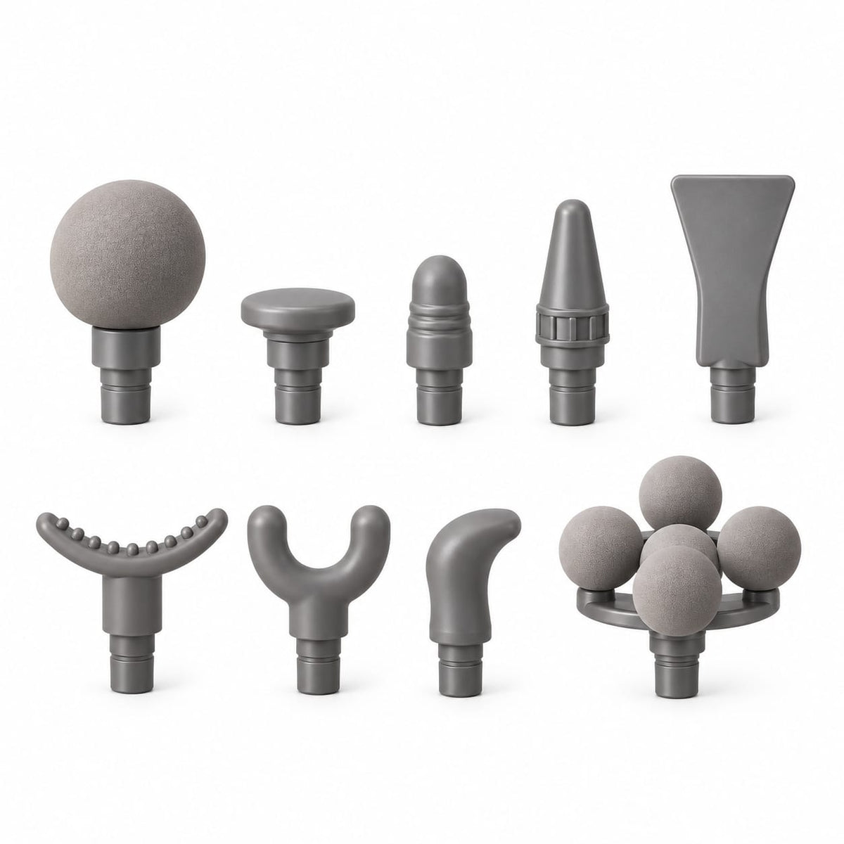 Professional massage gun with eight interchangeable massage heads for targeted body massage.