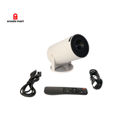 4K Smart Android LED Projector with Rotatable Stand & Remote Control